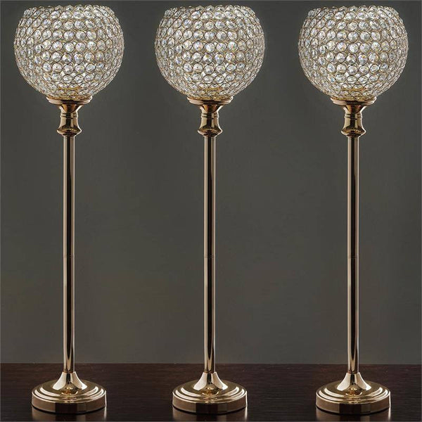 37" Gold Shangri La Crystal Acrylic Diamond Chandelier Lamp Wedding Centerpiece With 10" Ball