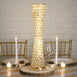 Elegant Tall Hurricane Beaded Crystal Vase Wedding Centerpiece - Gold - 24" Tall