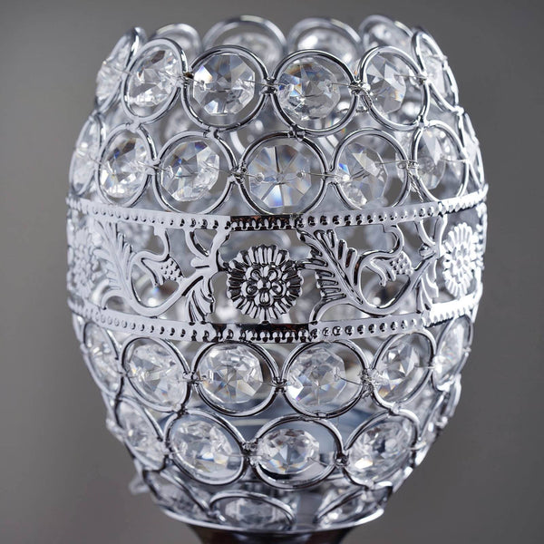 SET of 2 Crystal Beaded Candle Holder Goblet Votive Tealight Wedding Centerpiece  14" Tall
