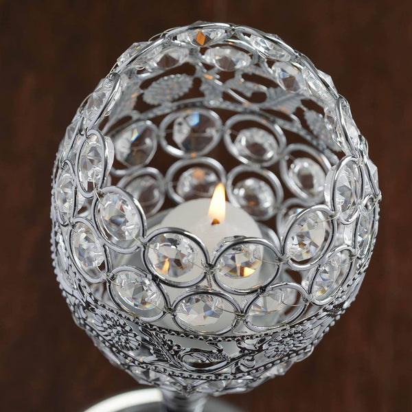 SET of 2 Crystal Beaded Candle Holder Goblet Votive Tealight Wedding Centerpiece  16" Tall