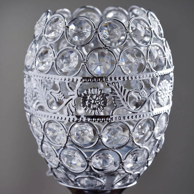 SET of 2 Crystal Beaded Candle Holder Goblet Votive Tealight Wedding Centerpiece 18" Tall