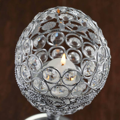 SET of 2 Crystal Beaded Candle Holder Goblet Votive Tealight Wedding Centerpiece 18" Tall