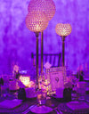 18" Tall Crystal Beaded Candle Holder Goblet Votive Tealight Wedding Chandelier Centerpiece - Silver