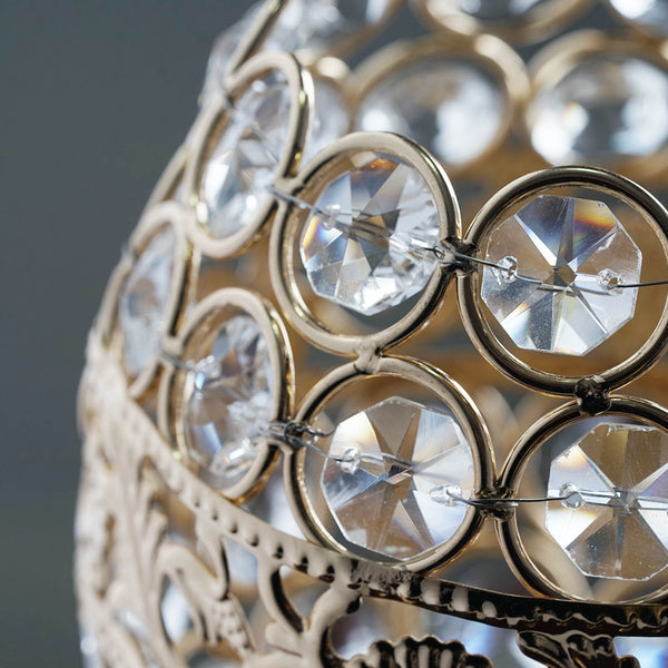 18" Tall Crystal Beaded Candle Holder Goblet Votive Tealight Wedding Chandelier Centerpiece - Gold
