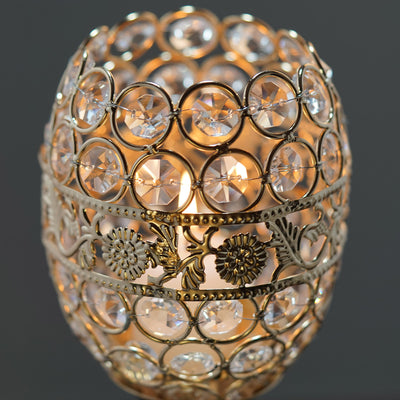 18" Tall Crystal Beaded Candle Holder Goblet Votive Tealight Wedding Chandelier Centerpiece - Gold