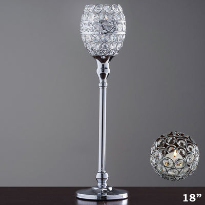 SET of 2 Crystal Beaded Candle Holder Goblet Votive Tealight Wedding Centerpiece 18" Tall