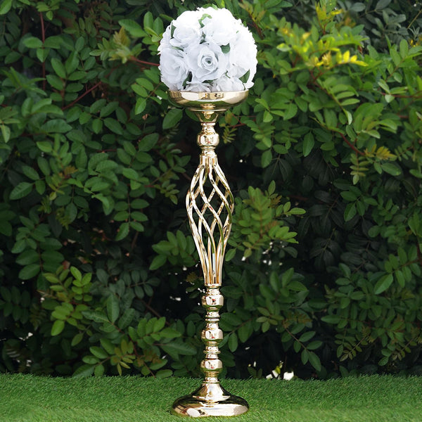 25.5" Tall Metal Wedding Flower Decor Candle Holder Vase Centerpiece - Gold - Buy 1 Get 1 Free
