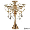 27.5" Tall Gold Metal Candelabra Chandelier Votive Candle Holder Wedding Centerpiece - With Acrylic Chains and Big TearDrops