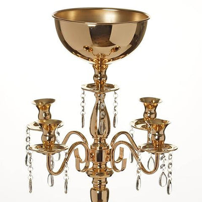 33" Tall Gold Arm Shiny Metal Candelabra Chandelier Votive Candle Holder Wedding Centerpiece