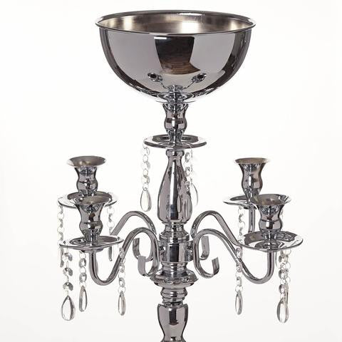 33" Tall Silver Arm Shiny Metal Candelabra Chandelier Votive Candle Holder Wedding Centerpiece