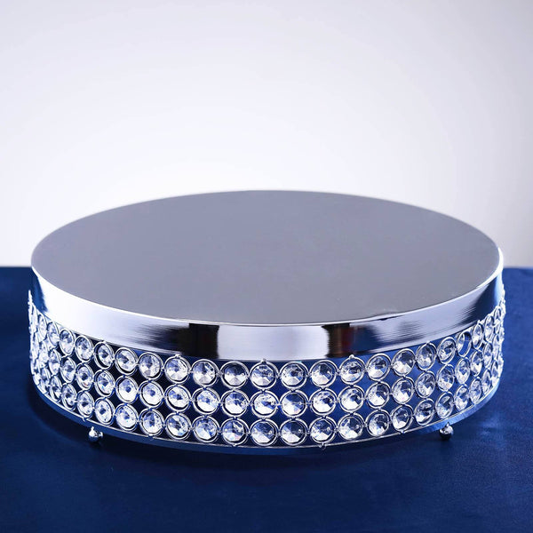 Fancy Beaded Crystal Metal Riser Cake Stand - 13.5" Diameter
