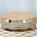 Fancy Beaded Crystal Metal Cake Stand - Gold - 13.5" Diameter