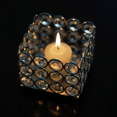 Illuminating Square Votive Tealight Wedding Crystal Candle Holder - 3.25" W x 3.25" L x 2.5" H