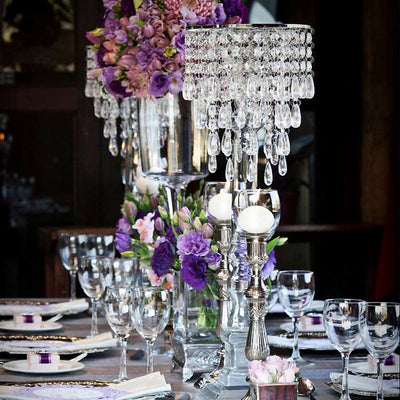 Stunning  Metal Votive Tealight Crystal Candle Holder Wedding Centerpiece - 11.5"