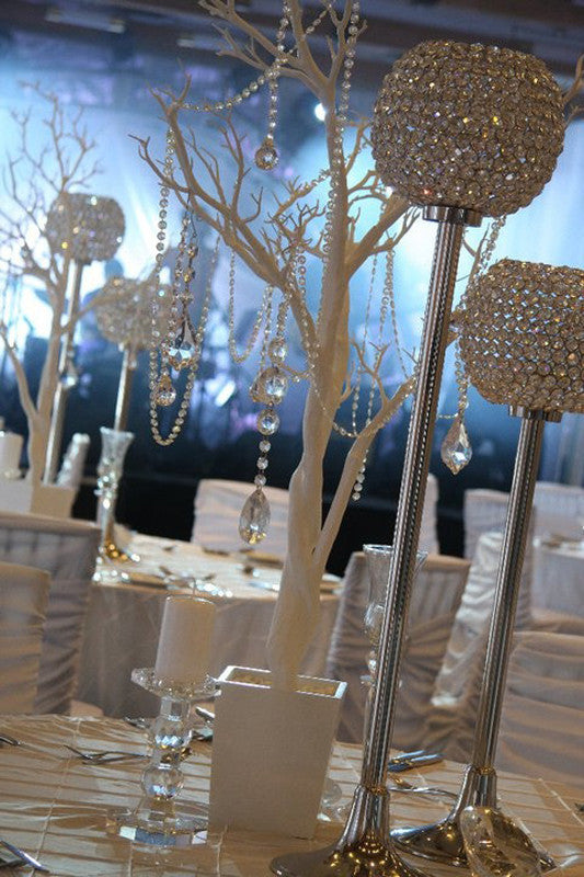Sleek Pillar Crystal Votive Tealight Candle Holder Wedding Centerpiece - 16" Tall