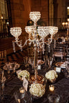 Candelabra Chandelier Crystal Votive Candle Holder Wedding Centerpiece - 25" Tall - Gold