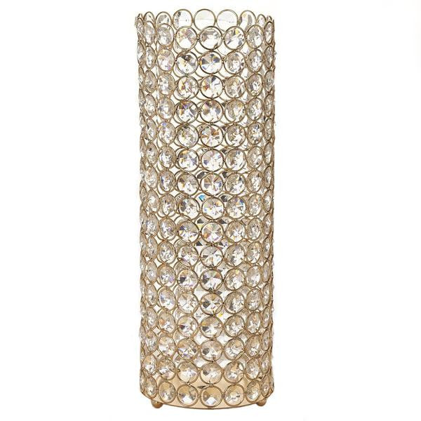 16" Tall Gold Exquisite Wedding Votive Tealight Crystal Candle Holder