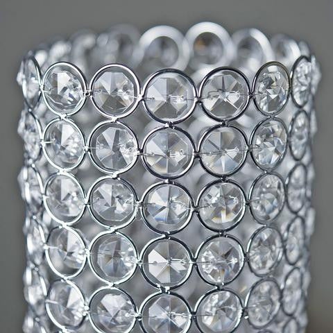 16" Tall Silver Exquisite Wedding Votive Tealight Crystal Candle Holder