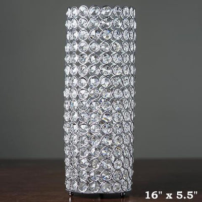 16" Tall Silver Exquisite Wedding Votive Tealight Crystal Candle Holder