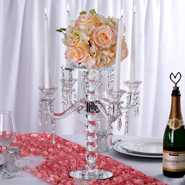 15" Gemcut Egyption Handcrafted Glass Candelabra Votive Candle Holder With Crystal Chains - 1 PCS