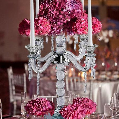 15" Gemcut Egyption Handcrafted Glass Candelabra Votive Candle Holder With Crystal Chains - 1 PCS