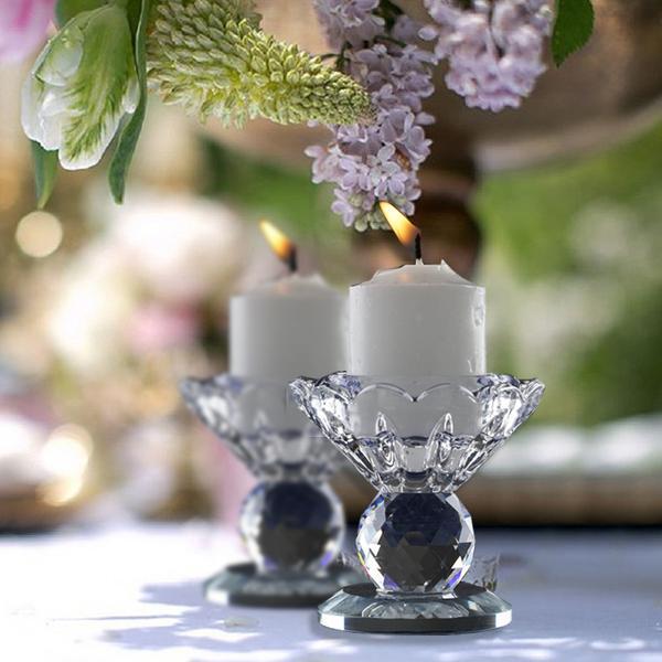 2.5" Gemcut Egyption Handcrafted Glass Crystal Prism Votive Candlestick Holder Table Top Wedding Centerpiece - 1 PCS