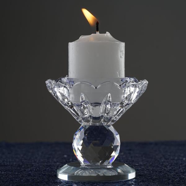 2.5" Gemcut Egyption Handcrafted Glass Crystal Prism Votive Candlestick Holder Table Top Wedding Centerpiece - 1 PCS