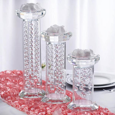 11" Gemcut Egyptian Handcrafted Glass Crystal Pillar Vase Chandelier Table Top Wedding Centerpiece - 1 PCS