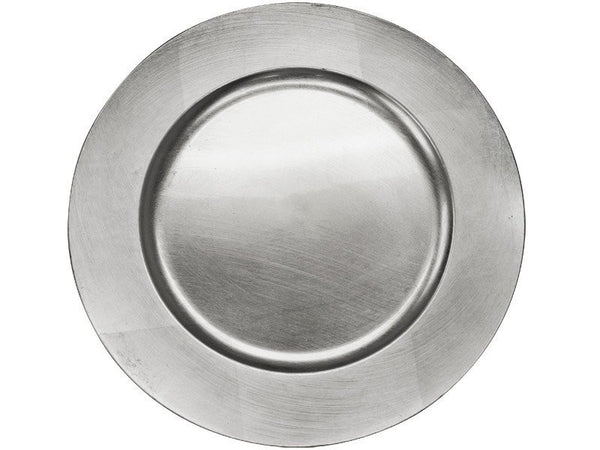 Acrylic Silver Round Charger Server Plate Dinnerware - Set of 6