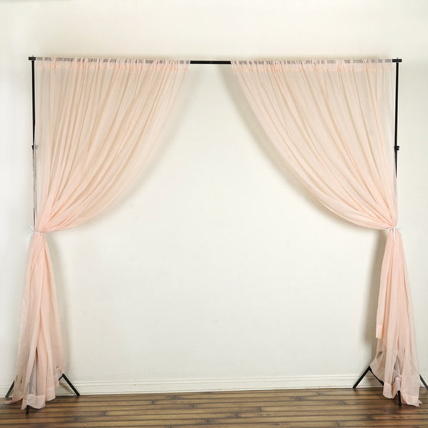 Set Of 2 Blush Fire Retardant Sheer Organza Premium Curtain Panel Backdrops Window Treatment With Rod Pockets - 5FTx10FT
