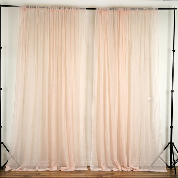 Set Of 2 Blush Fire Retardant Sheer Organza Premium Curtain Panel Backdrops Window Treatment With Rod Pockets - 5FTx10FT