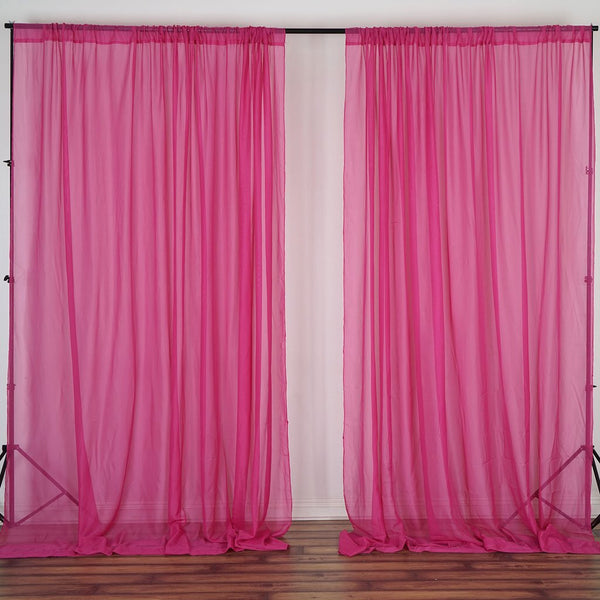 10FT Fire Retardant Fushia Sheer Curtain Panel Backdrops Window Treatment With Rod Pockets - Premium Collection