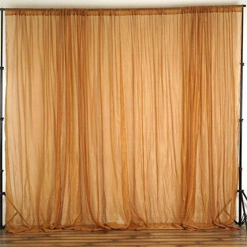 10FT Fire Retardant Gold Sheer Curtain Panel Backdrops Window