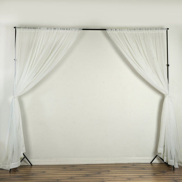Set Of 2 Ivory Fire Retardant Sheer Organza Premium Curtain Panel Backdrops Window Treatment With Rod Pockets - 5FTx10FT