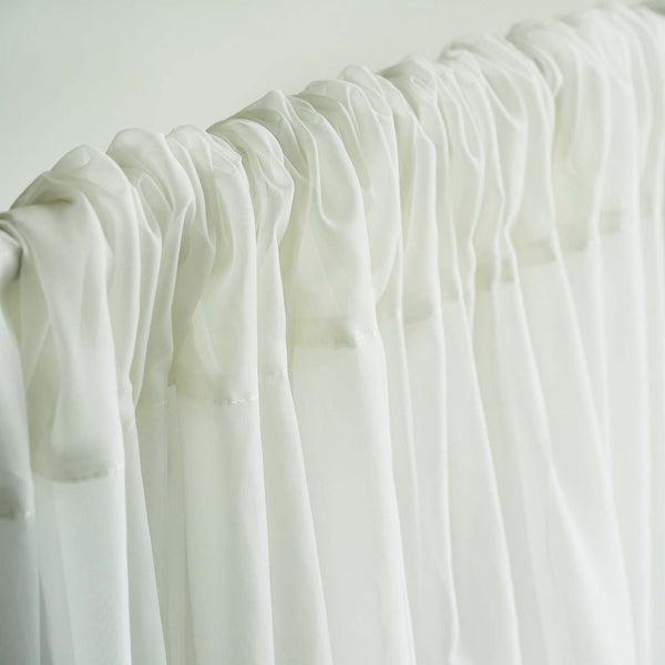 Set Of 2 Ivory Fire Retardant Sheer Organza Premium Curtain Panel Backdrops Window Treatment With Rod Pockets - 5FTx10FT