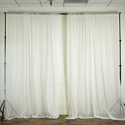 Set Of 2 Ivory Fire Retardant Sheer Organza Premium Curtain Panel Backdrops Window Treatment With Rod Pockets - 5FTx10FT