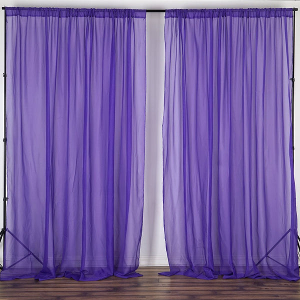 10FT Fire Retardant Purple Sheer Curtain Panel Backdrops Window Treatment With Rod Pockets - Premium Collection
