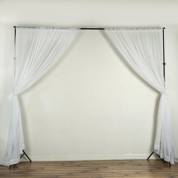 Set Of 2 White Fire Retardant Sheer Organza Premium Curtain Panel Backdrops Window Treatment With Rod Pockets - 5FTx10FT