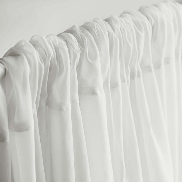 Set Of 2 White Fire Retardant Sheer Organza Premium Curtain Panel Backdrops Window Treatment With Rod Pockets - 5FTx10FT
