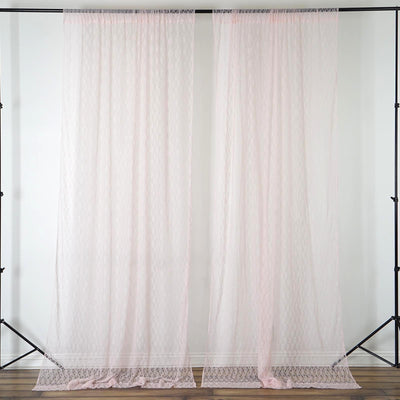 Set Of 2 Blush Fire Retardant Sheer Floral Lace Premium Curtain Panel Backdrops Window Treatment With Rod Pockets - 5FTx10FT