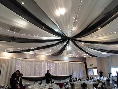 20FT Premium White Fire Retardant Sheer Voil Curtain Ceiling Panel Backdrop