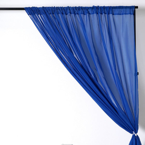 10FT Fire Retardant Royal Blue Sheer Curtain Panel Backdrops Window Treatment With Rod Pockets - Premium Collection
