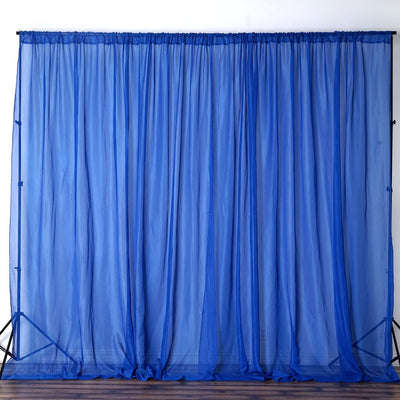 10FT Fire Retardant Royal Blue Sheer Curtain Panel Backdrops Window Treatment With Rod Pockets - Premium Collection