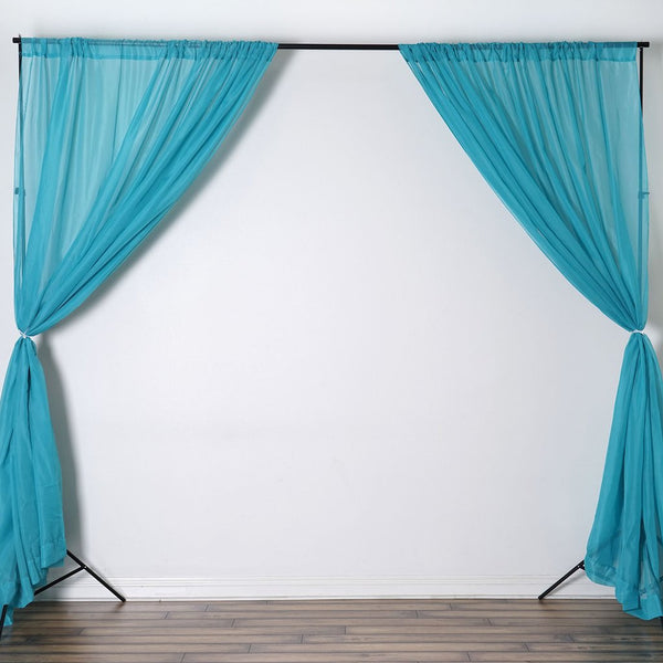 10FT Fire Retardant Turquoise Sheer Curtain Panel Backdrops Window Treatment With Rod Pockets - Premium Collection