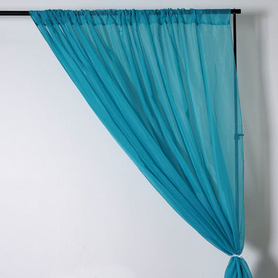 10FT Fire Retardant Turquoise Sheer Curtain Panel Backdrops Window Treatment With Rod Pockets - Premium Collection