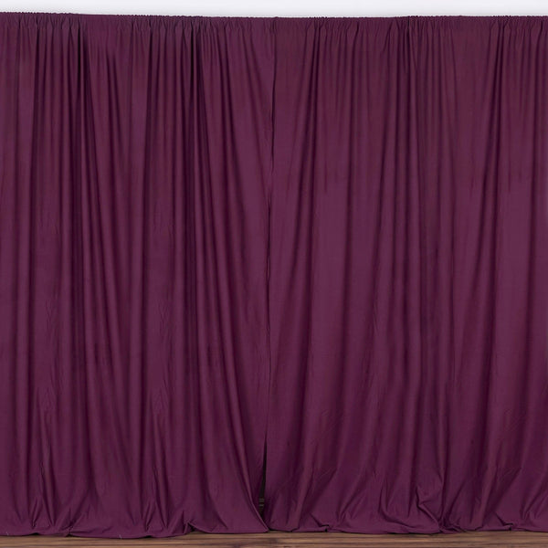 Set Of 2 Eggplant Fire Retardant Polyester Curtain Panel Backdrops Window Treatment With Rod Pockets - 5FTx10FT
