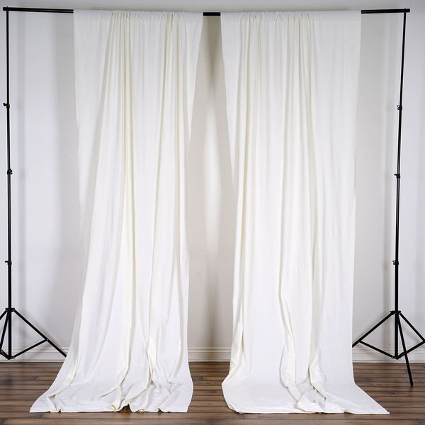 Set Of 2 Ivory Fire Retardant Polyester Curtain Panel Backdrops Window Treatment With Rod Pockets - 5FTx10FT