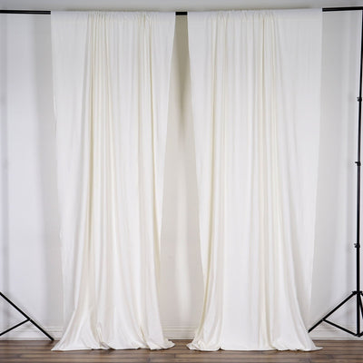 Set Of 2 Ivory Fire Retardant Polyester Curtain Panel Backdrops Window Treatment With Rod Pockets - 5FTx10FT