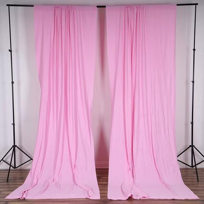 Set Of 2 Pink Fire Retardant Polyester Curtain Panel Backdrops Window Treatment With Rod Pockets - 5FTx10FT