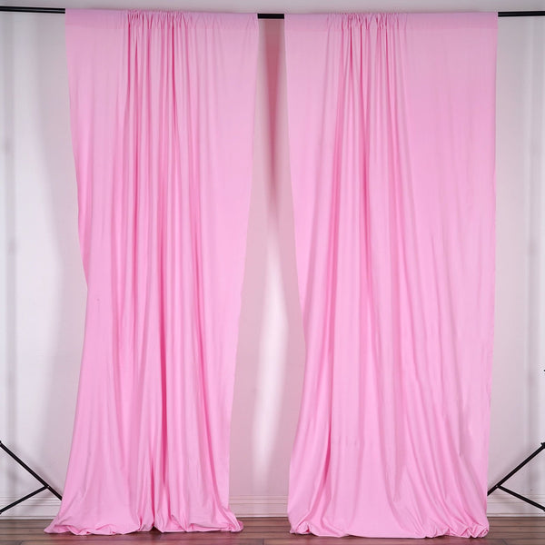 Set Of 2 Pink Fire Retardant Polyester Curtain Panel Backdrops Window Treatment With Rod Pockets - 5FTx10FT